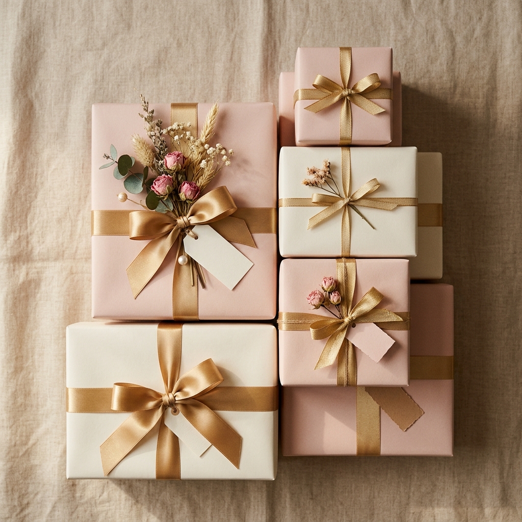 Stack of premium wedding hampers and customized boxes